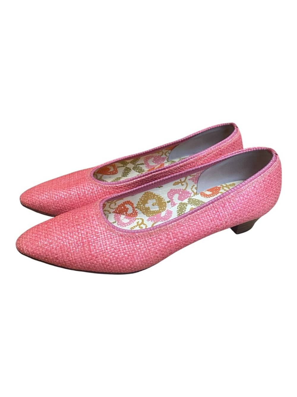 Oomphies Cloudhoppers Womens Vintage Pink Woven Raffia Shoes Size 8.5 N Heel